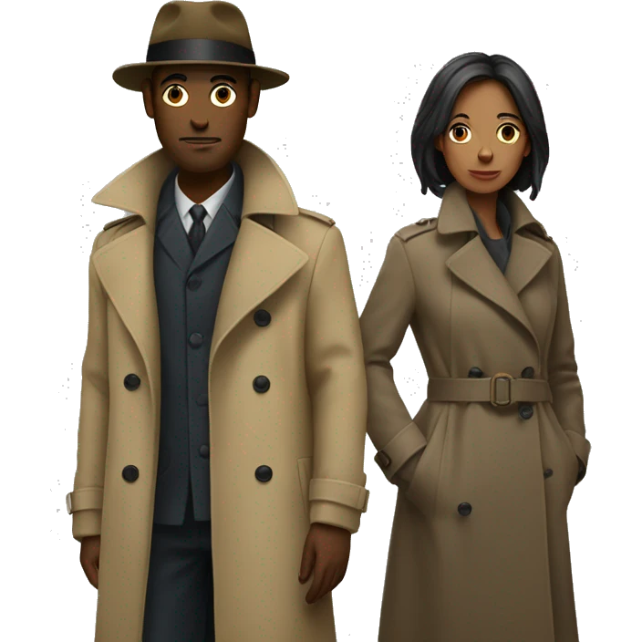 Two people in a trench coat disguised as one person emoji