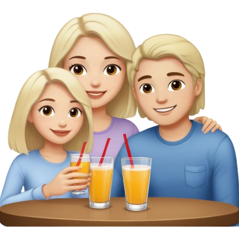 2 girls and a guy on a drinks date emoji