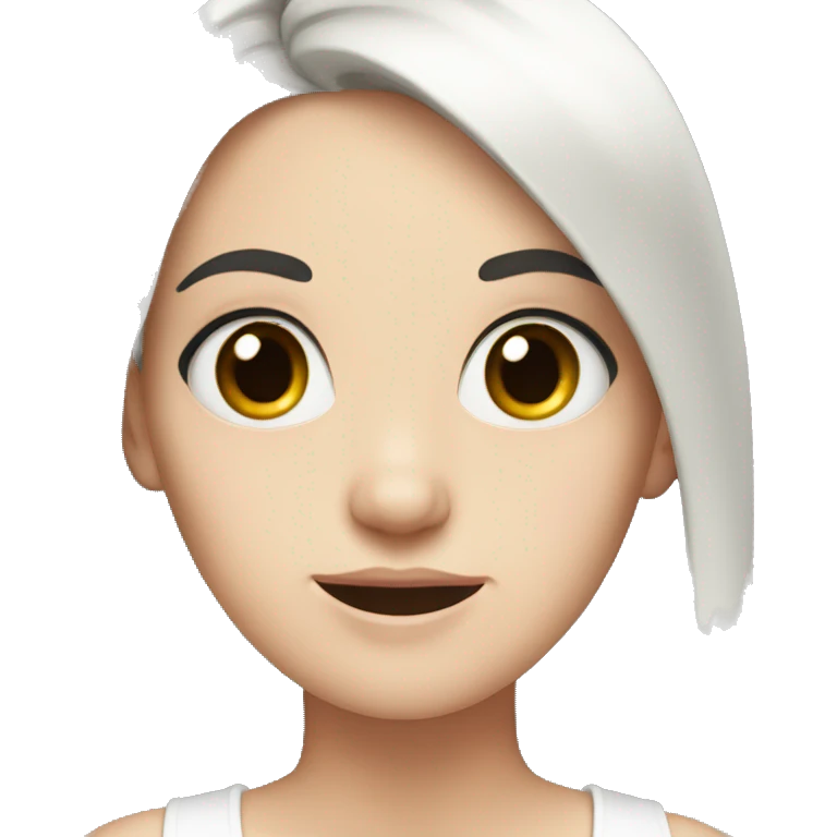 White girl with black hair rolling eyes emoji