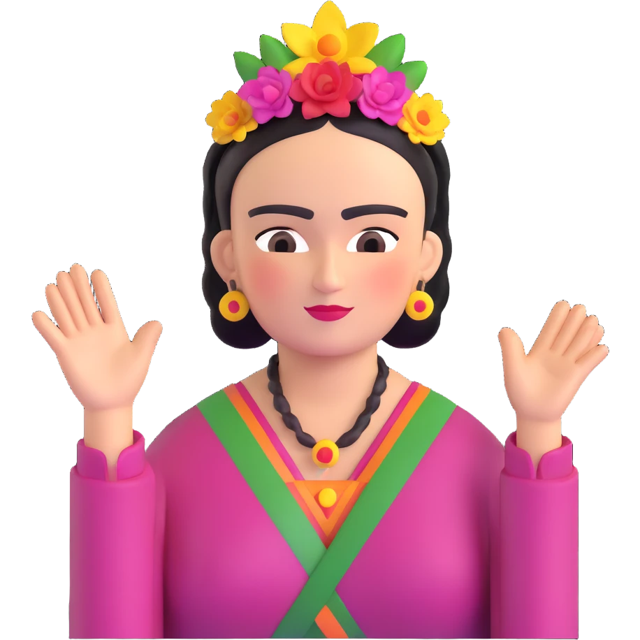 Frida Kahlo saying goodbye emoji