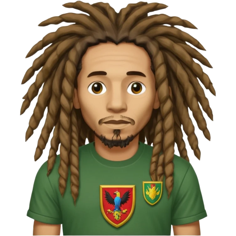 very realistic Bob Marley with gigantic dread locks heraldic crest emoji