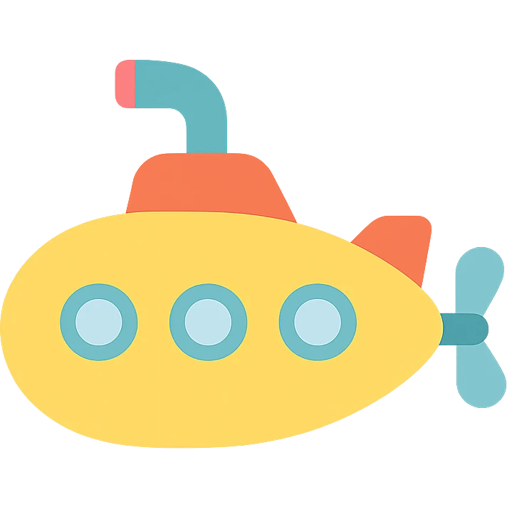submarine, color icon style, flat colors, clear outlines, modern icon aesthetic emoji