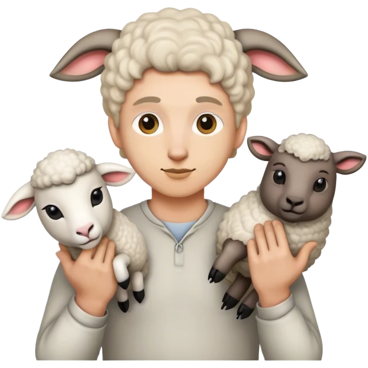 A human pose wolf with sheep's head in one hand emoji