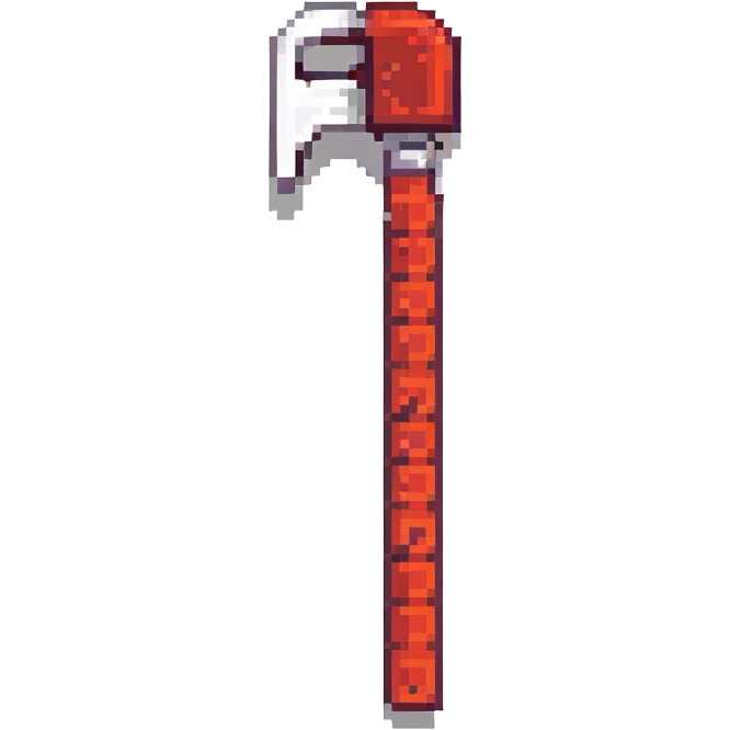 crowbar in Minecraft style, blocky, pixelated, red, alternate design 3 emoji