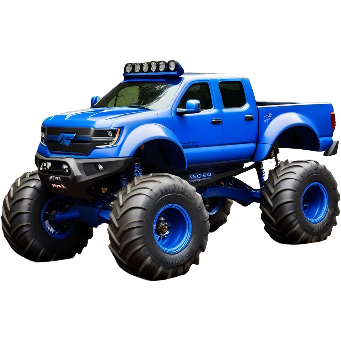 Bigfoot - Bigfoot 4x4 (Model Year: 2022) (Iconic colour: Blue) - An oversized, rugged monster truck with bold, aggressive lines painted in a striking blue. Focus on massive, rugged tires and a muscular chassis that exudes raw power and an urban legend feel. emoji