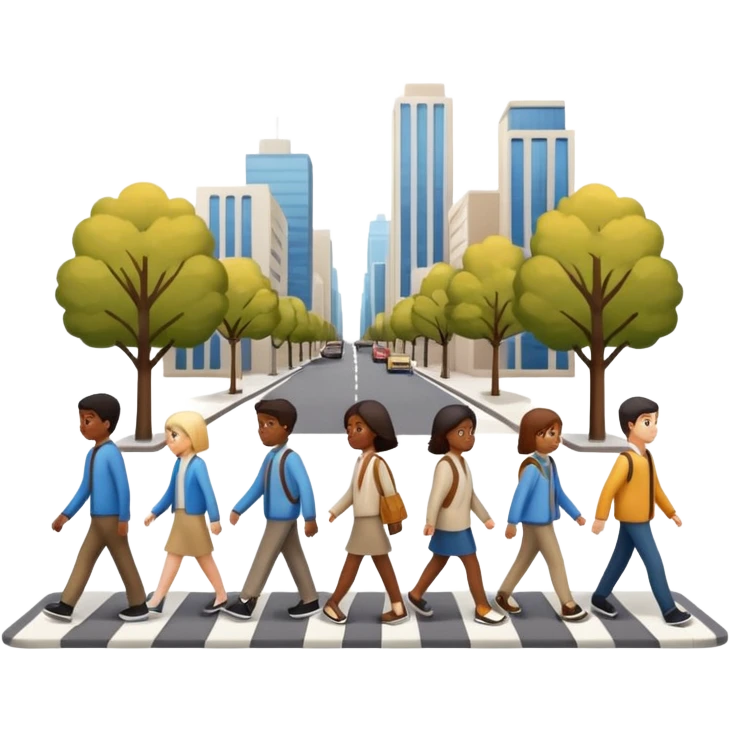 a city street with crosswalk and people emoji