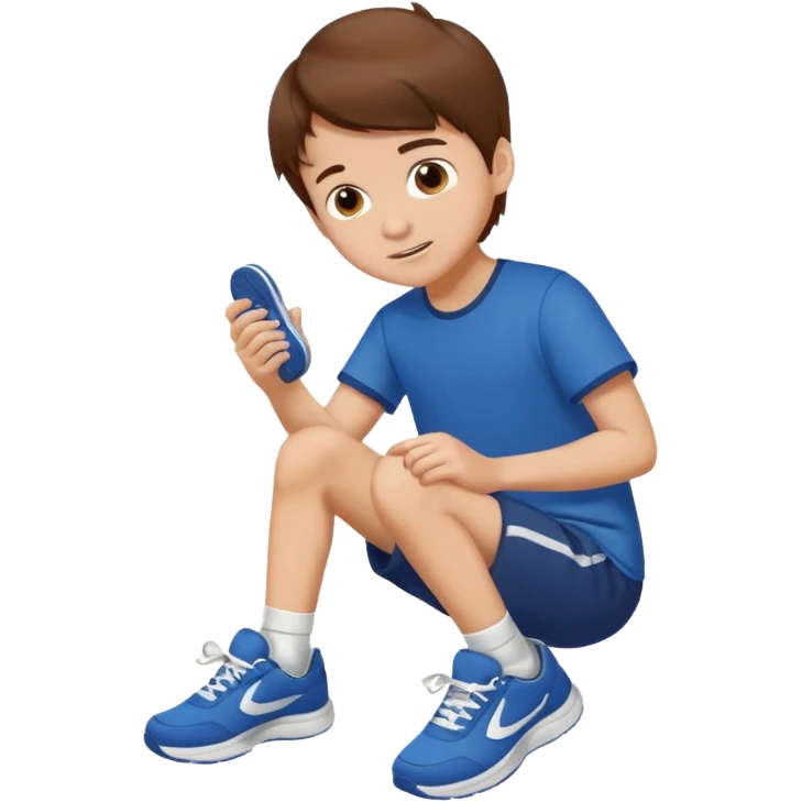 emoji- of a boy putting on his sneakers emoji