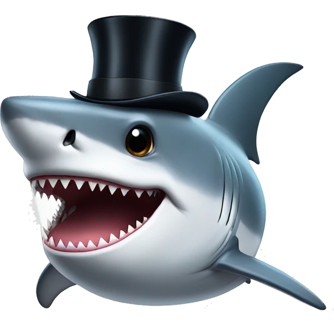 Shark with a top hat emoji