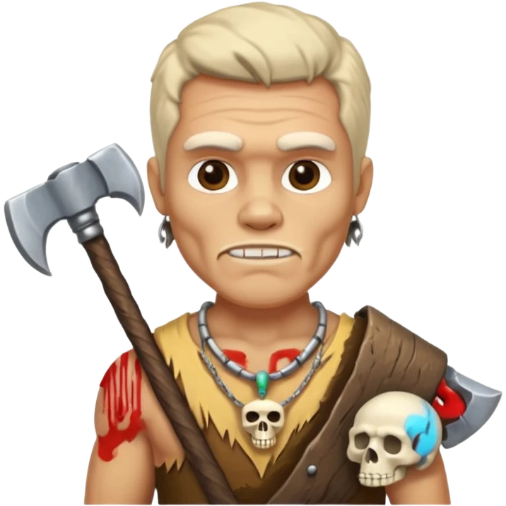 Stone age man  with skull Bone Necklace axe  emoji