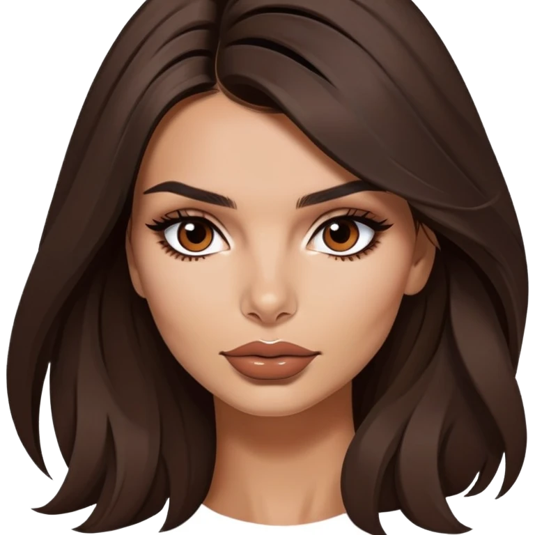 Emily Ratajkowski, famous model with long dark brown hair, full lips, and expressive brown eyes emoji