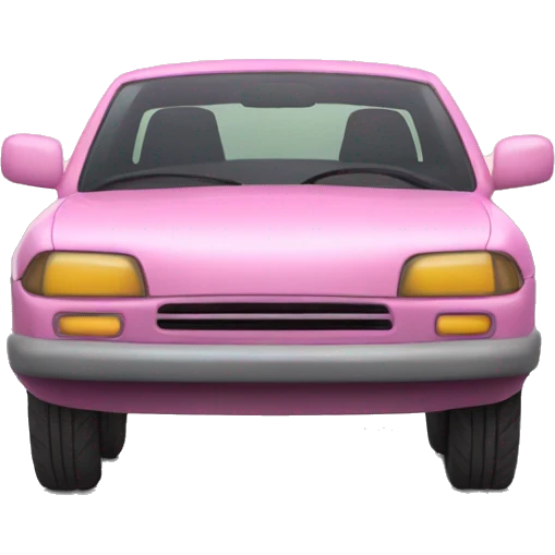 Un coche rosa con corazone emoji