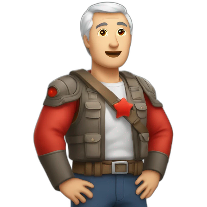 Mon papa avec une étoiles rouge sur l'œil et une ceinture a la main emoji