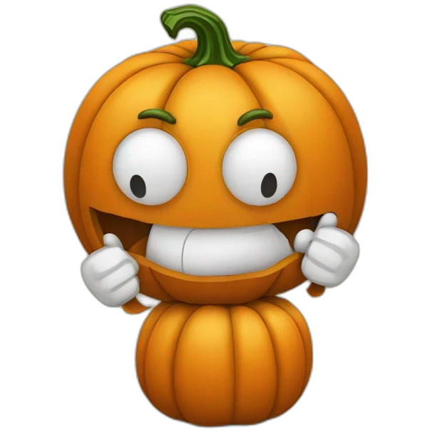 pumpkin shrugging with hands emoji