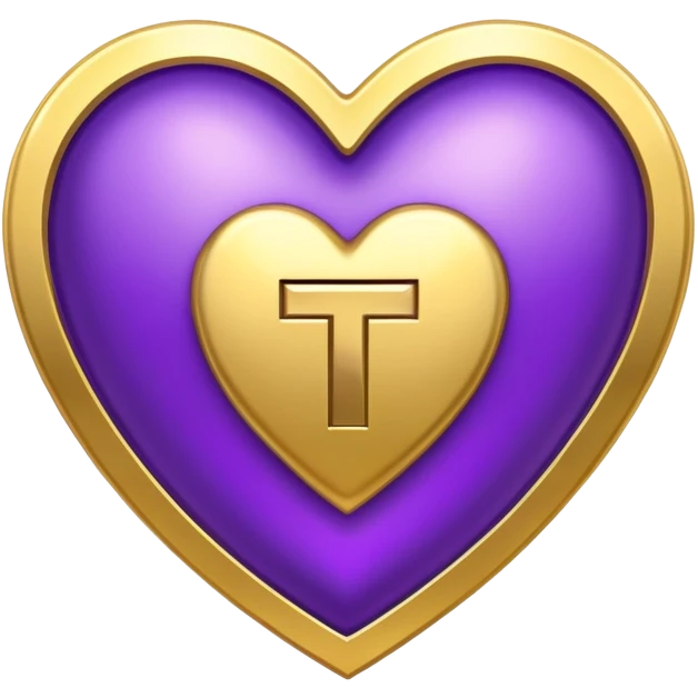 The golden Letter “t” inside a Purple Heart emoji