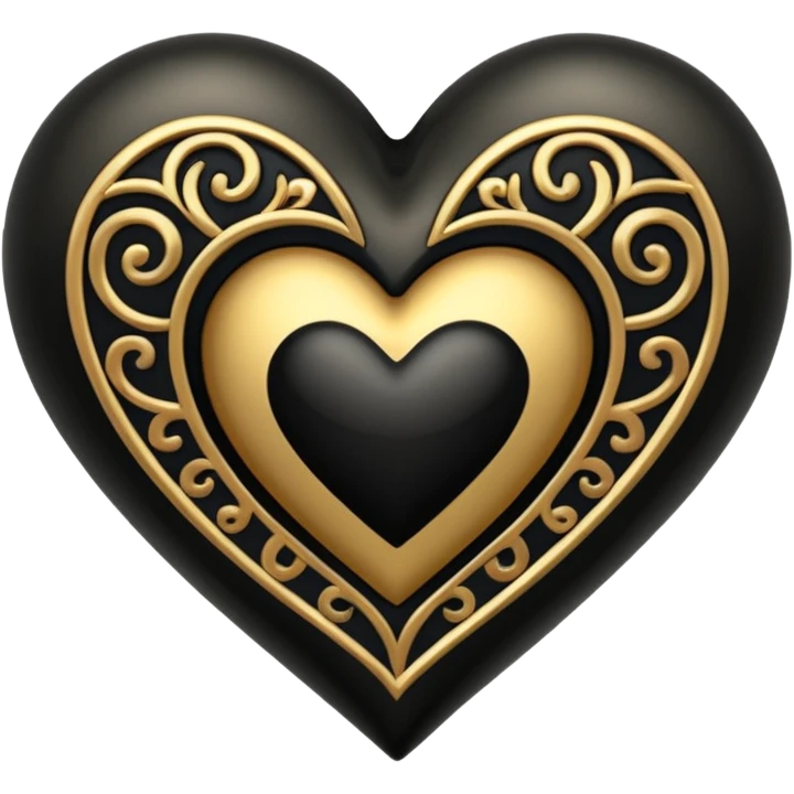 Gold heart with black details  emoji