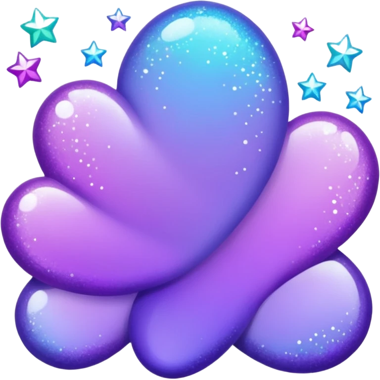 Glitter Purple and Cian hang loose emoji