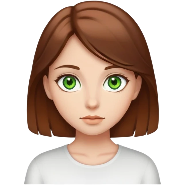 A girl with green eyes and brown hair emoji