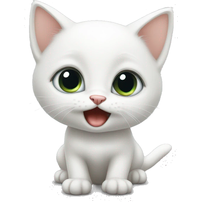a white kitten with big eyes and begging. emoji
