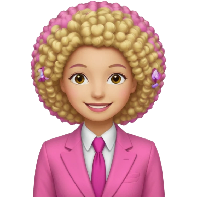 afro blonde hair woman pink suit emoji