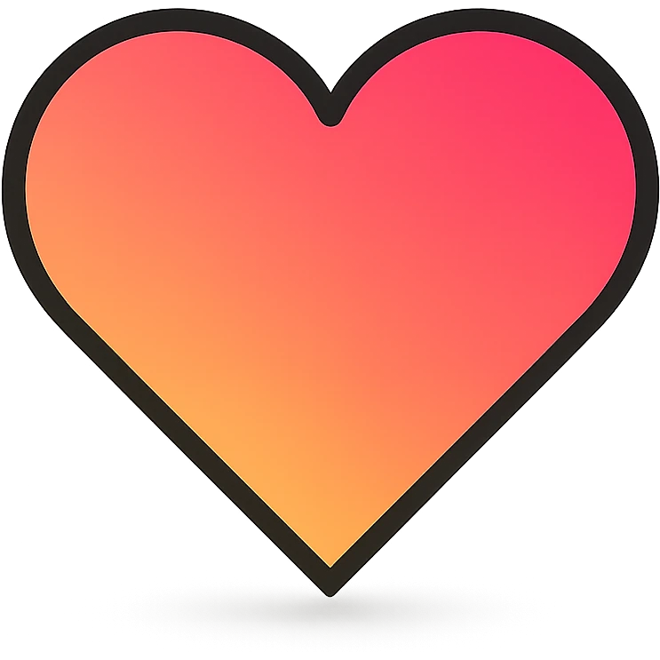 gradient heart icon, modern icon style, clean lines, soft drop shadow, no text emoji