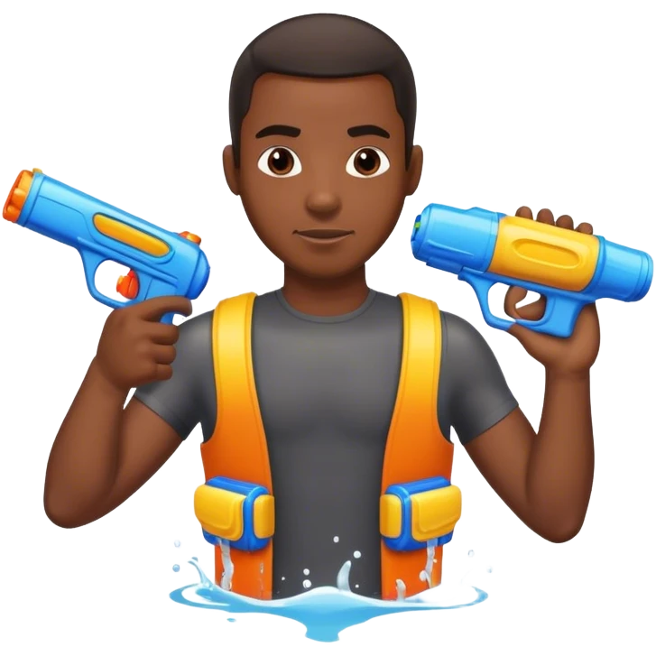 Black man holding a water gun  emoji