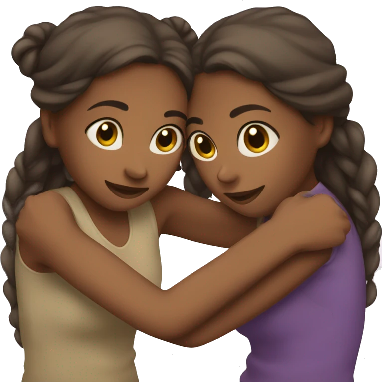 Two brown girls hugging emoji