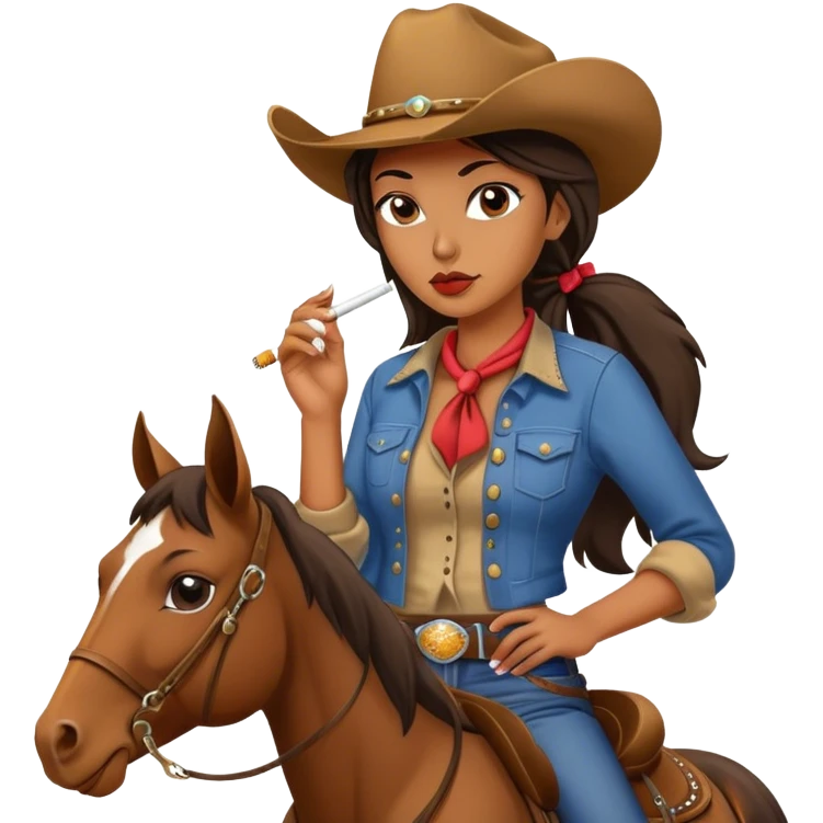 Cowgirl on a horse smoking a cigarette  emoji