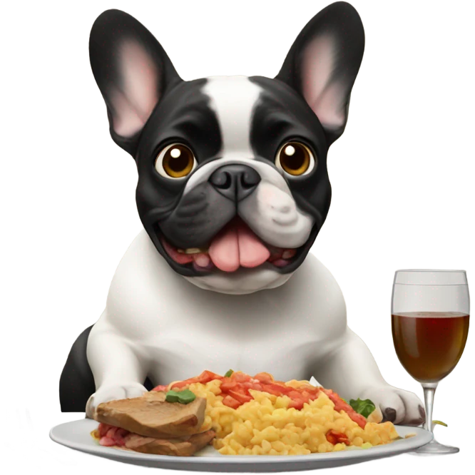 French bulldog eating dinner  emoji
