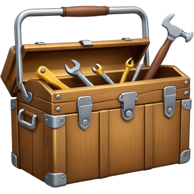 3D Brown golden wood toolbox emoji