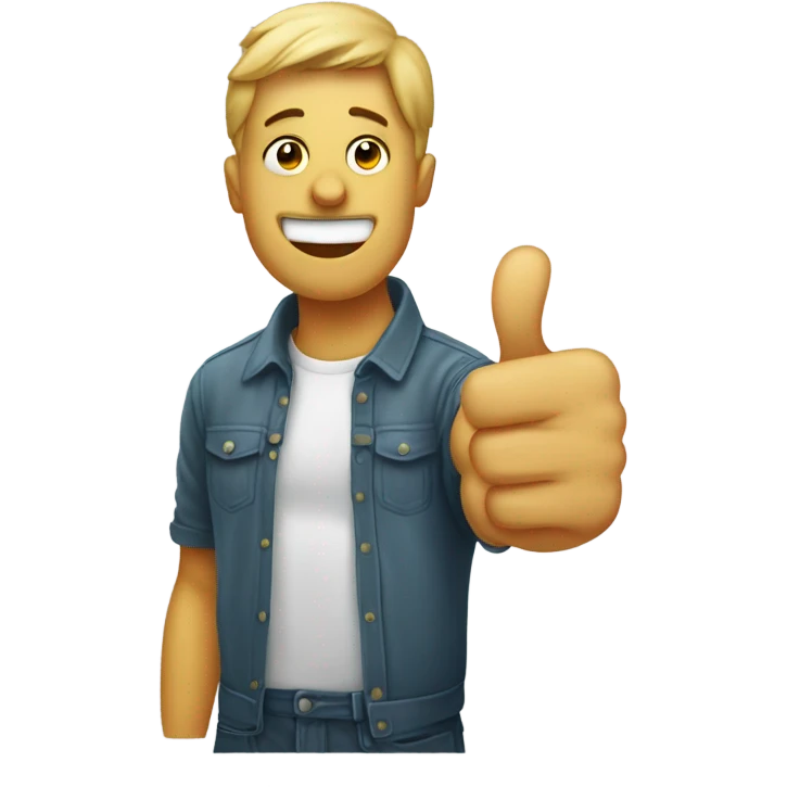 Laughing person with a thumbs down emoji