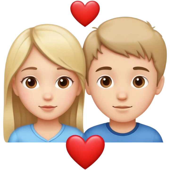 girl and boy in love with hearts between them emoji
