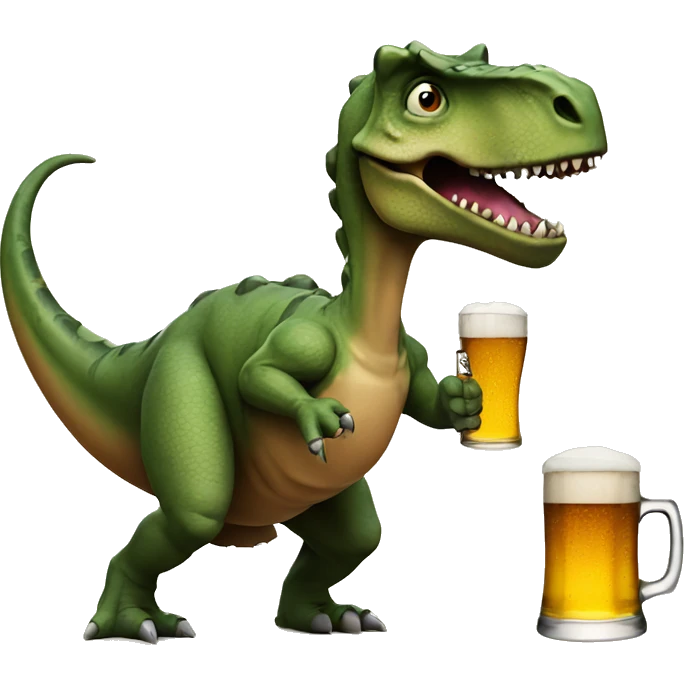 Dinosaur with beer and gun emoji