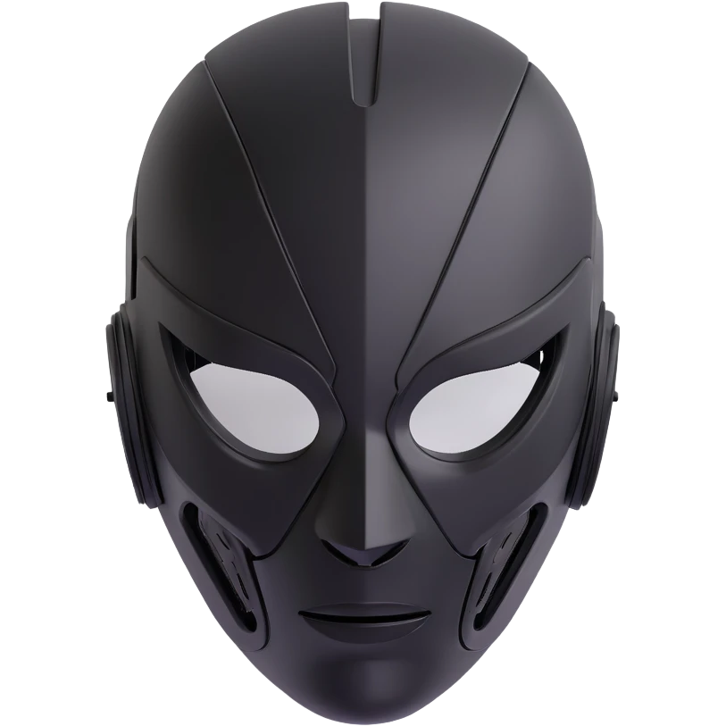 sleek black cybernetic AI mask emoji