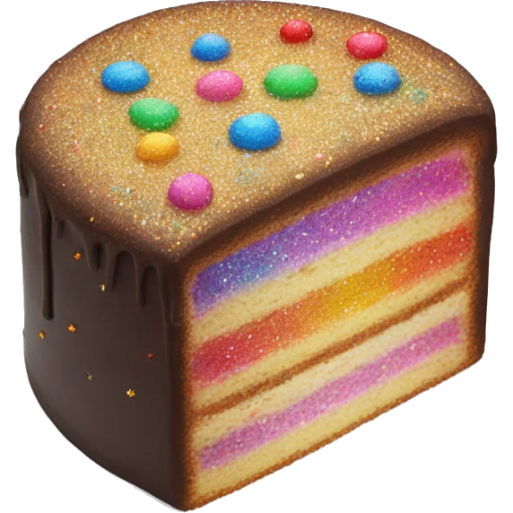Realistic cake with colorful glitter emoji