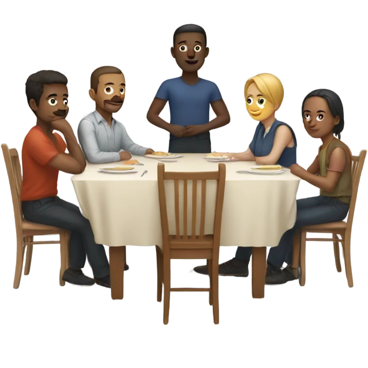 6 people sitting either side of a table emoji