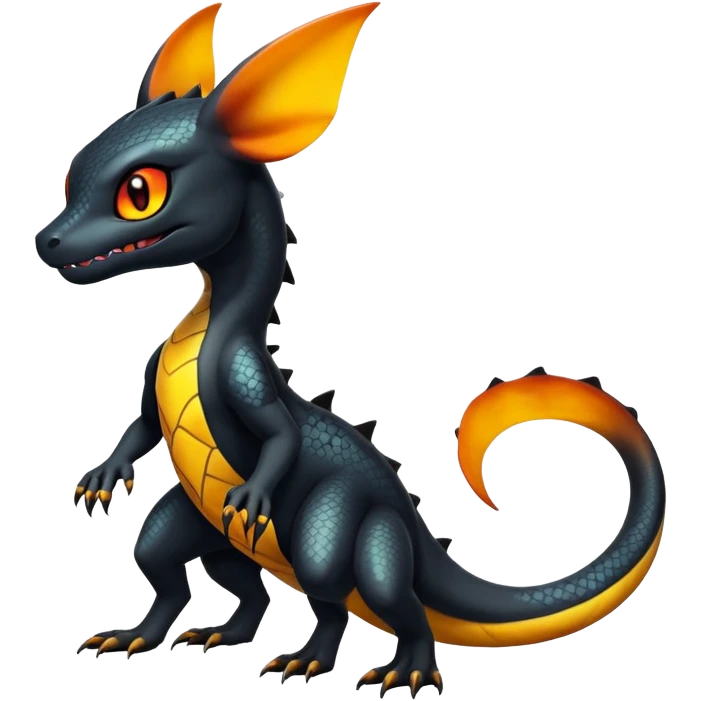Shiny Exotic Salandit-Umbreon-Charmeleon-Fakémon-hybrid-creature (full body)  emoji