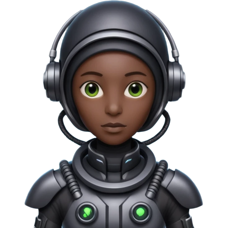 black aliens look alike humans but very tech emoji