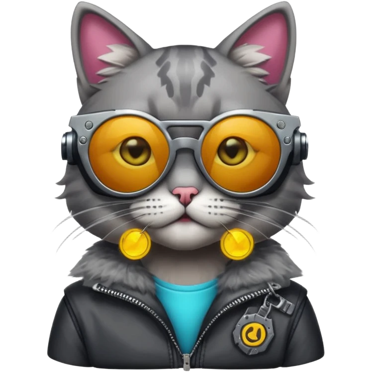 Cat wearing cyberpunk sunglasses emoji