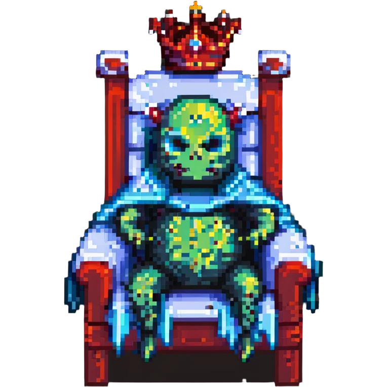 Minecraft king slime, bloody, sitting on a throne emoji