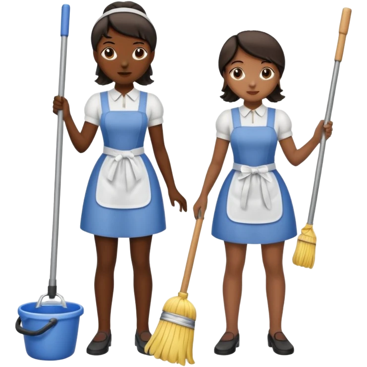 two ugly maids are holding the mop emoji