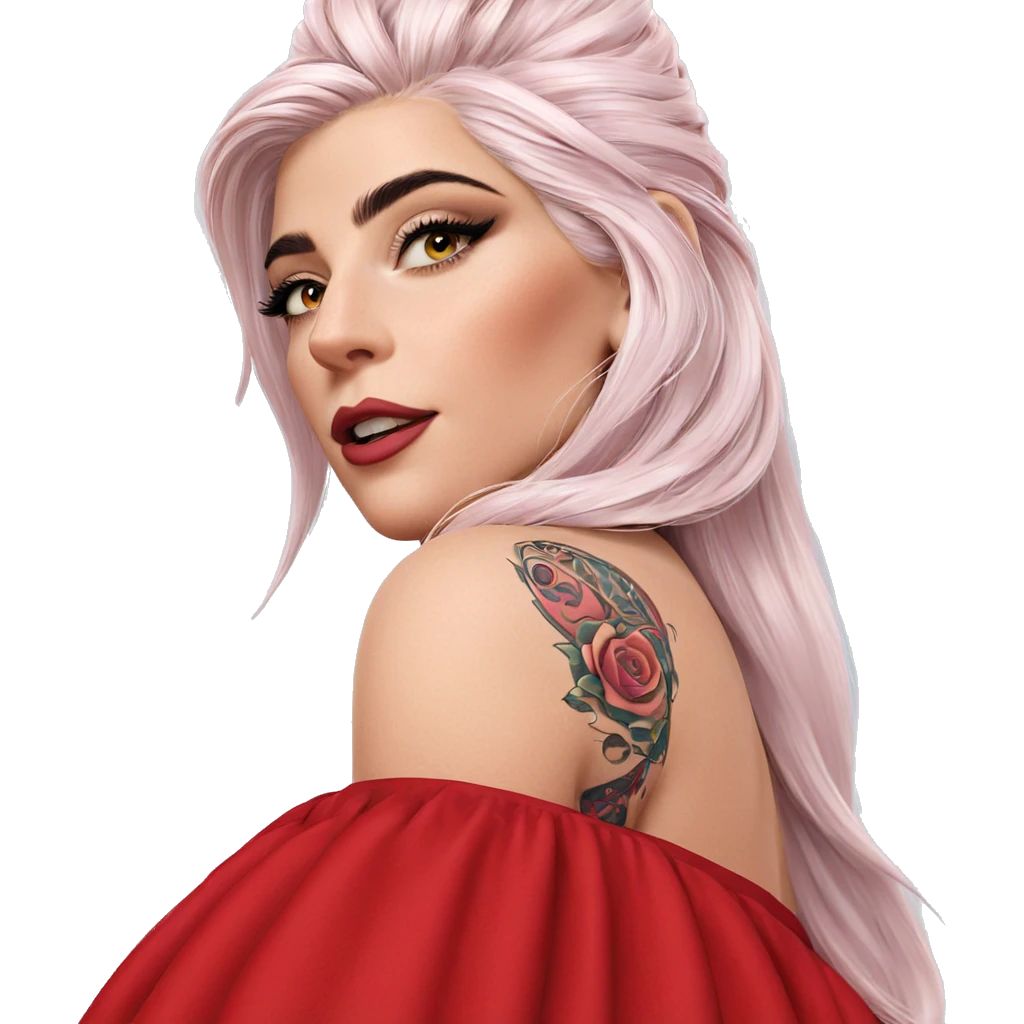 tattooed beauty in closeup emoji