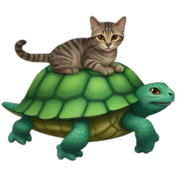 A cat on a turtule emoji