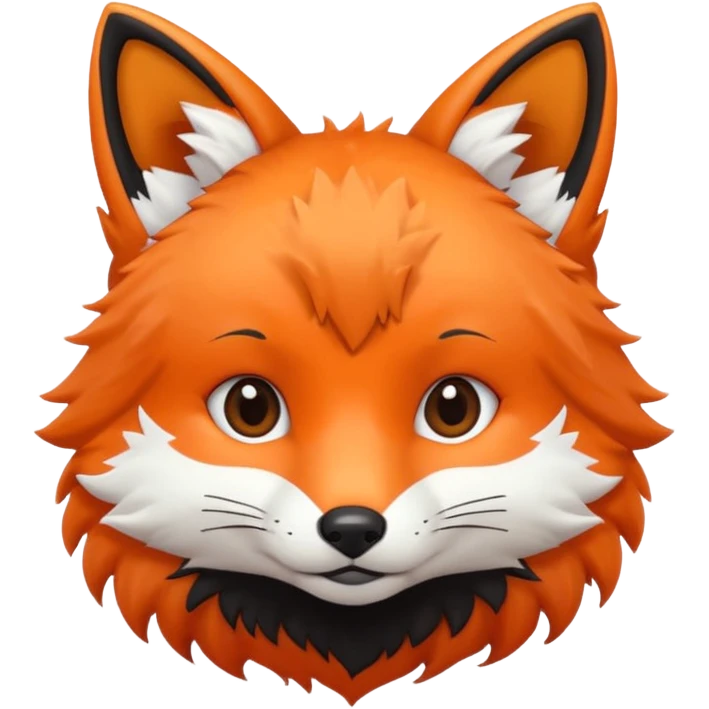 une tête de renard trop kawaii avec des poils noirs à la place des poils blancs emoji