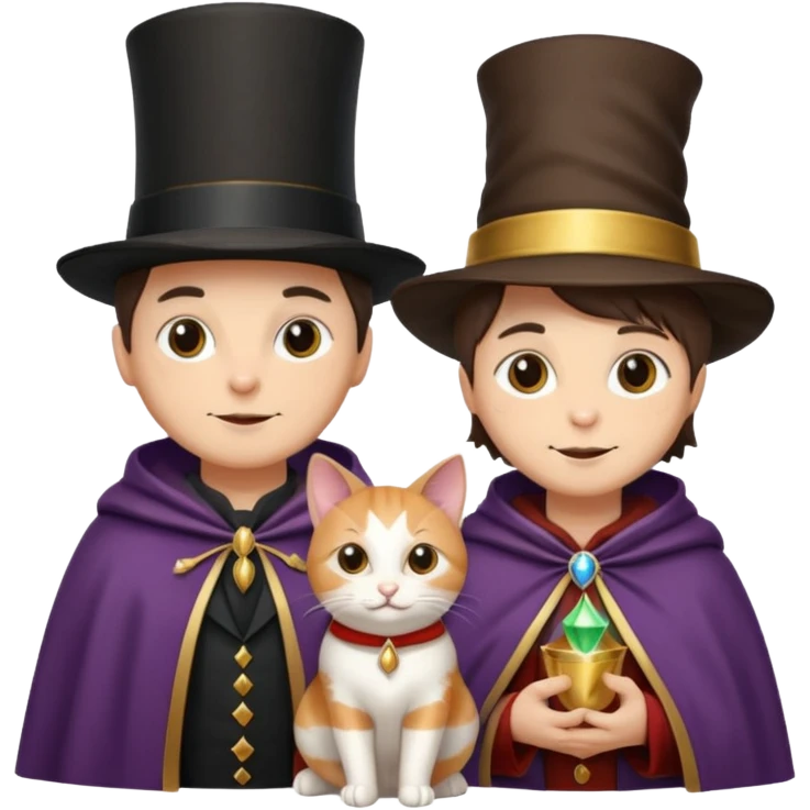 magician couple and their pet cat emoji