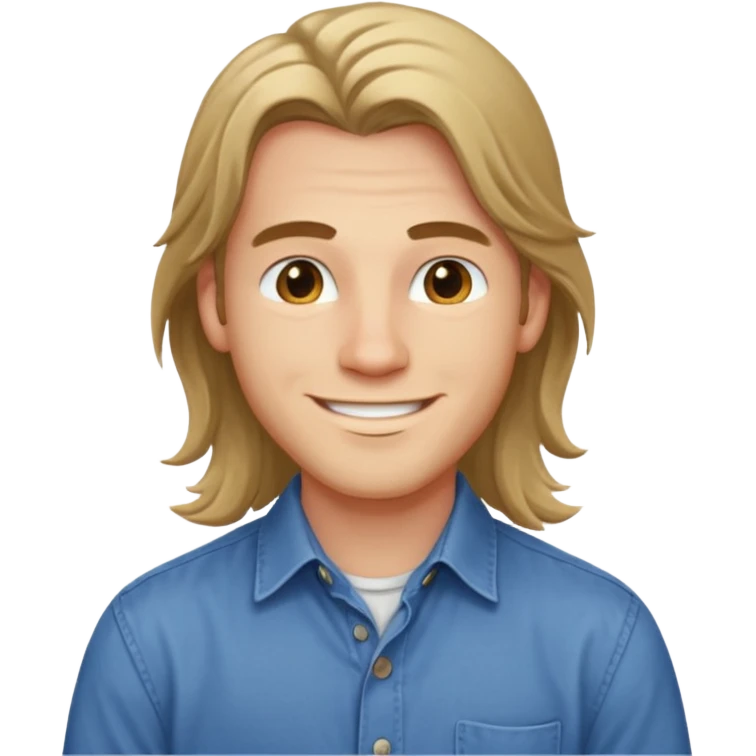 homme jeune cheveux long avec le sourire style européen emoji