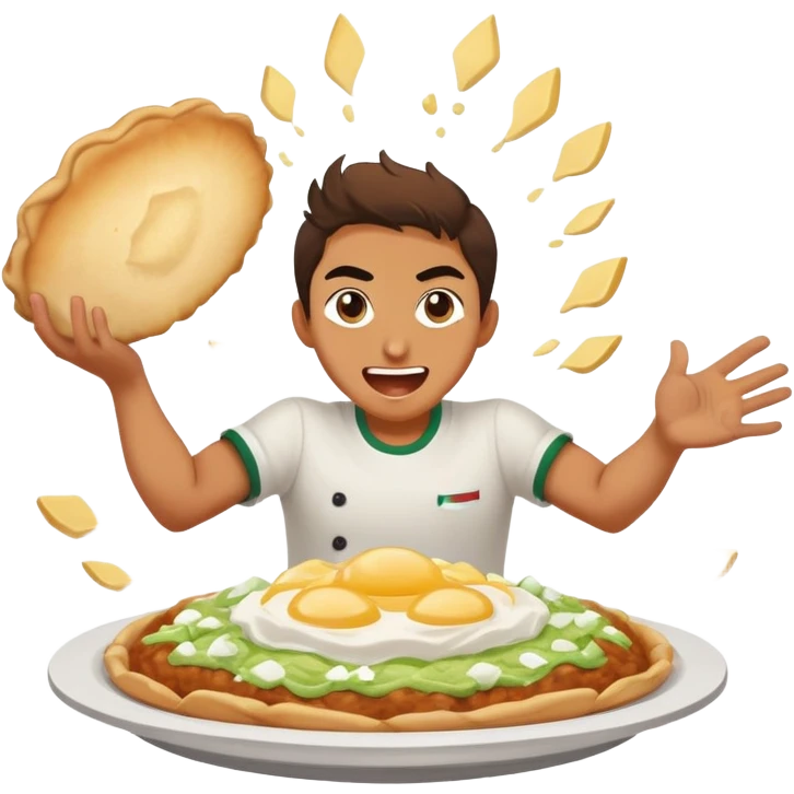 person smashing a Hungarian lángos with energetic expression emoji