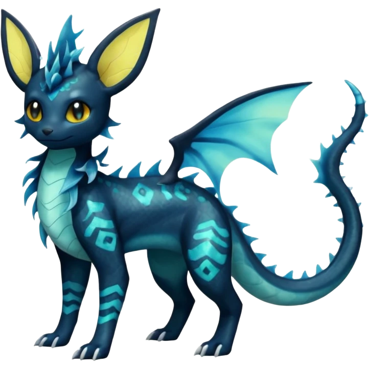 Scaley Scary Opalescent Luminescent Umbreon-Amaura-Vaporeon-Salandit-Fakémon-fusion (full body) emoji