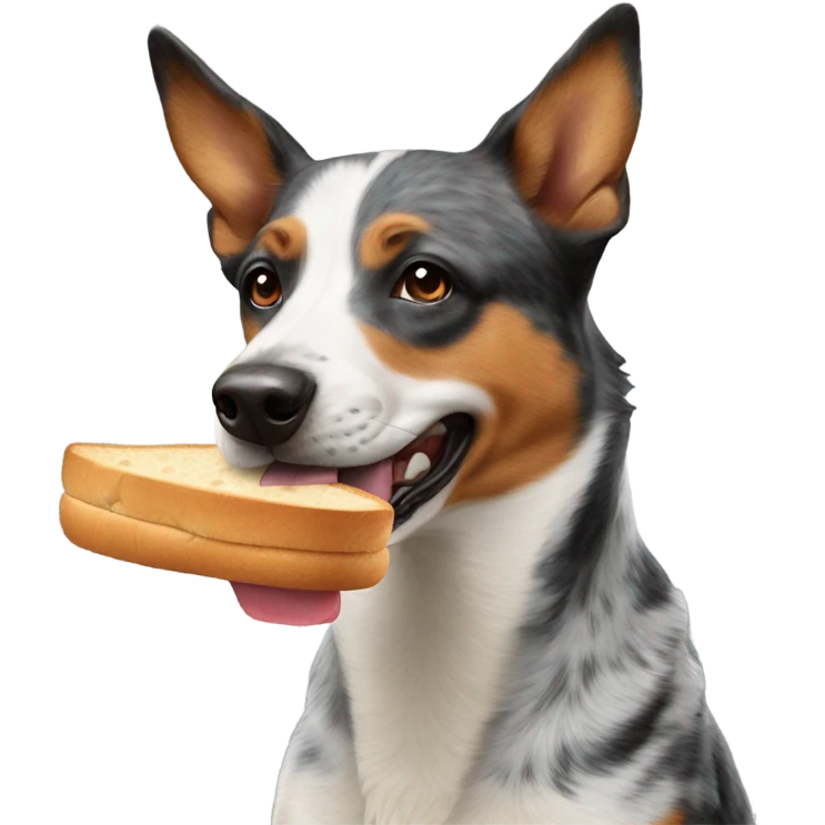 Cattle dog eating bread emoji