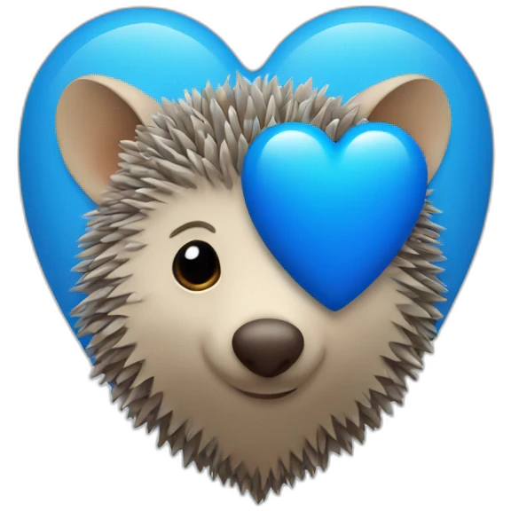 blue heart with hedgehog emoji