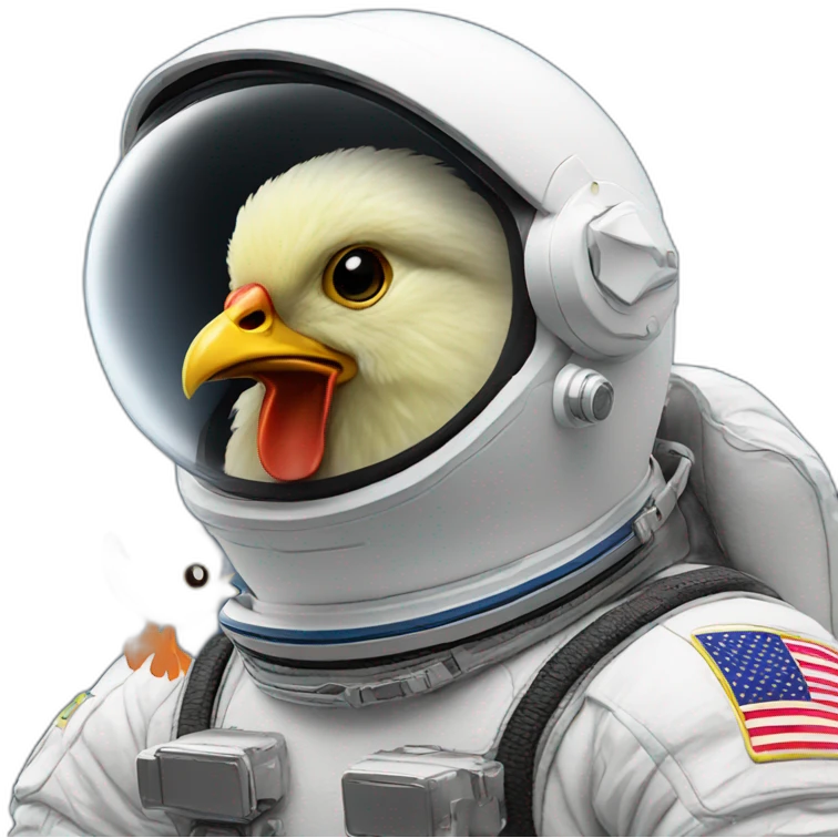 Astronaut with helmet shut riding a chicken emoji